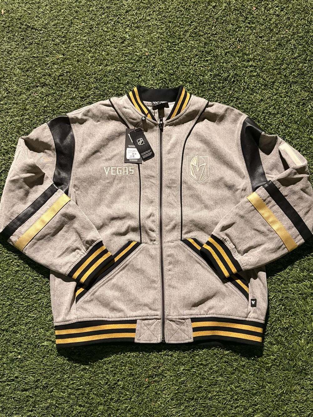 The Wild Collective Vegas Golden Knights Retro Oversized Bomber Jacket Size L
